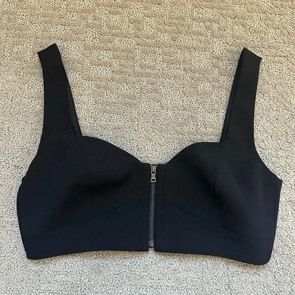 BCBGMAXAZRIA Black Structured Zip Bralette Bustier M